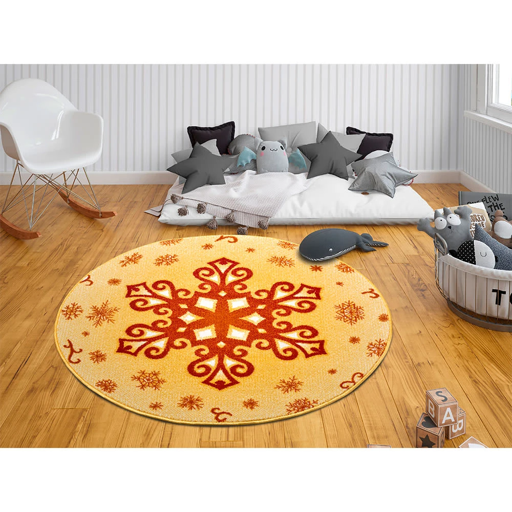 Kurzflor Kinderteppich Christmas Snowflake Gelb 6 Kurzflor Kinderteppich Christmas Snowflake Gelb – Bild 6