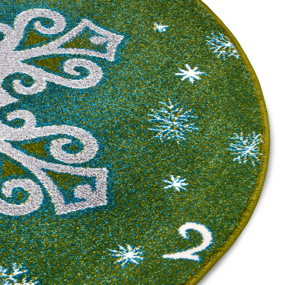 Kurzflor Kinderteppich Christmas Snowflake Grün 3 Kurzflor Kinderteppich Christmas Snowflake Grün – Bild 3