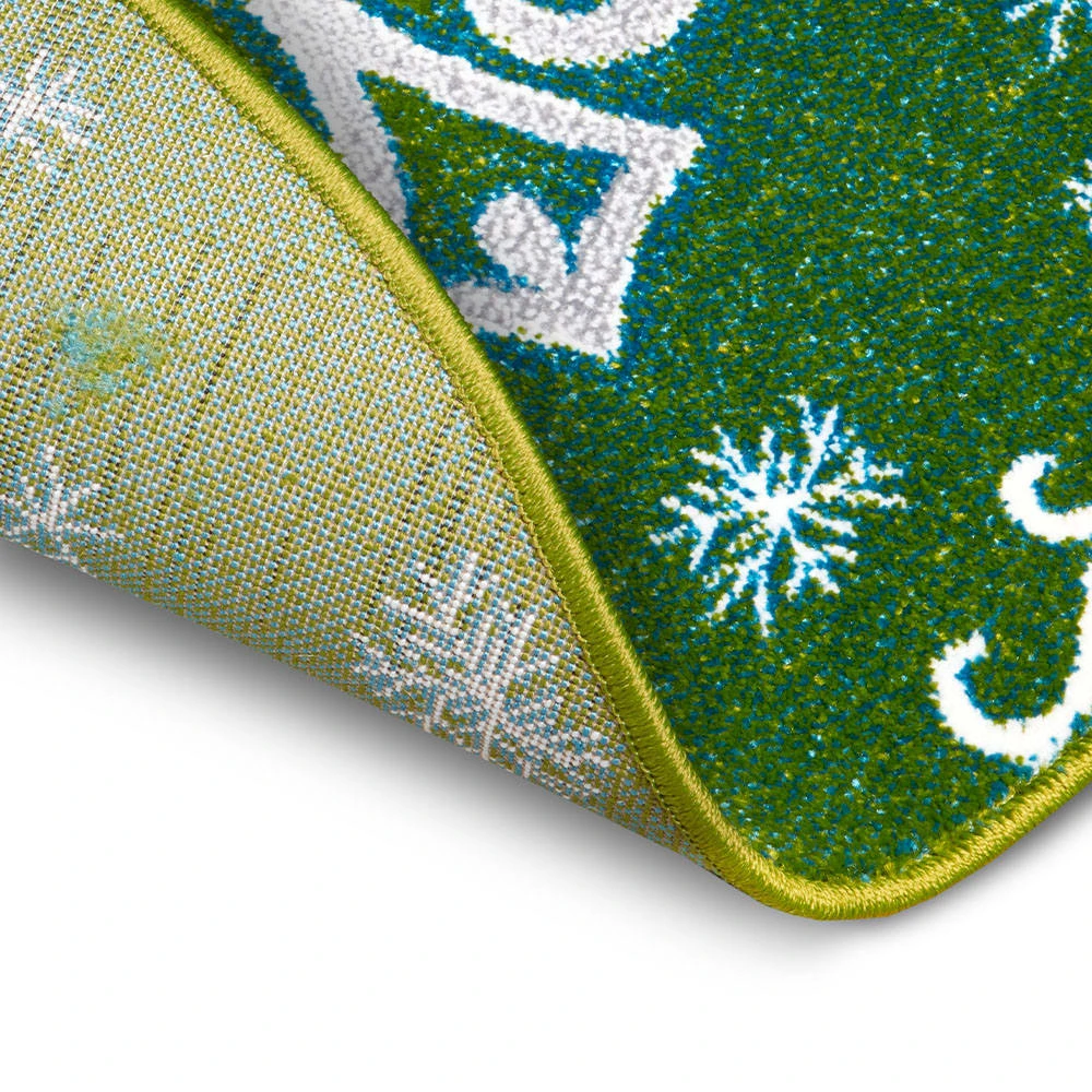 Kurzflor Kinderteppich Christmas Snowflake Grün 4 Kurzflor Kinderteppich Christmas Snowflake Grün – Bild 4