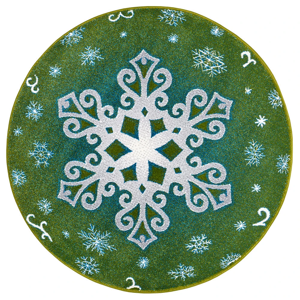 Kurzflor Kinderteppich Christmas Snowflake Grün 1 Kurzflor Kinderteppich Christmas Snowflake Grün