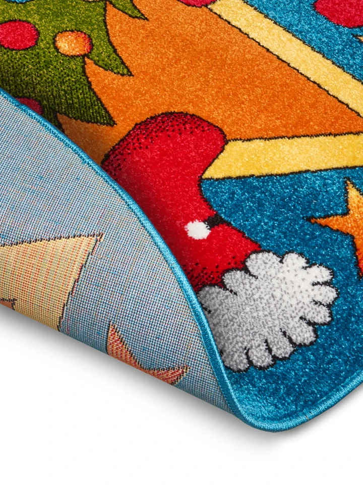 Kurzflor-Teppich "Christmas Time" In Blau/ Bunt 2 Kurzflor-Teppich "Christmas Time" In Blau/ Bunt – Bild 2