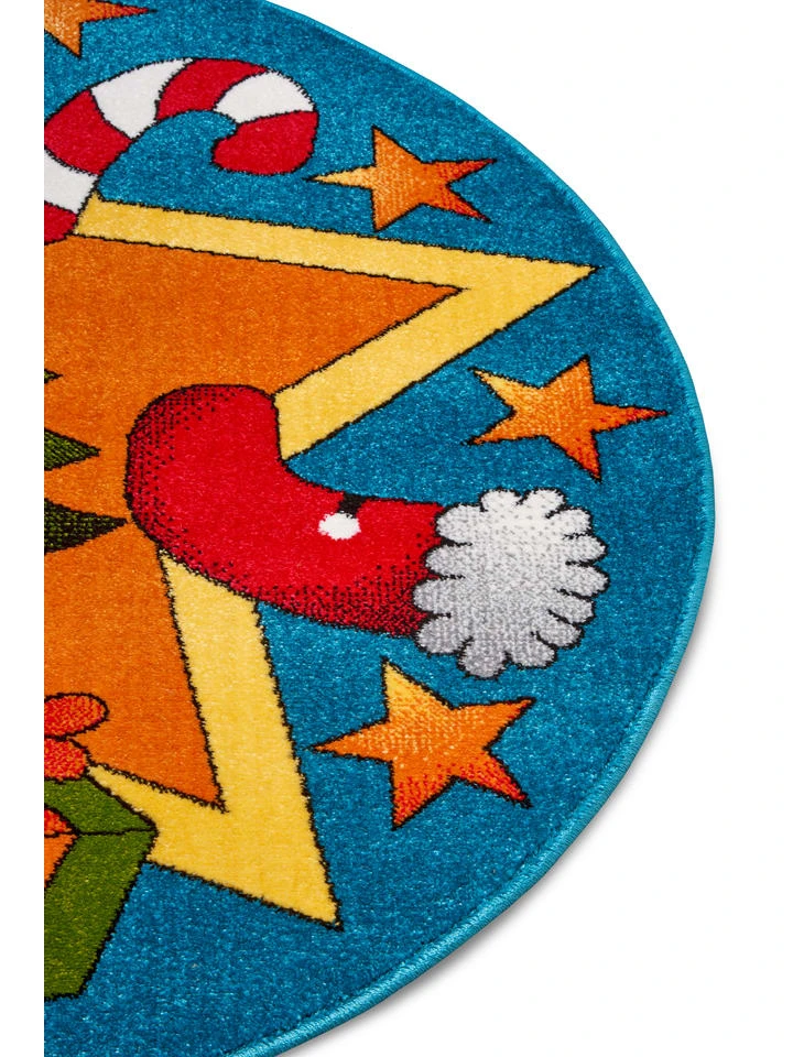Kurzflor-Teppich "Christmas Time" In Blau/ Bunt 3 Kurzflor-Teppich "Christmas Time" In Blau/ Bunt – Bild 3