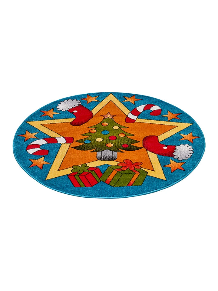 Kurzflor-Teppich "Christmas Time" In Blau/ Bunt 4 Kurzflor-Teppich "Christmas Time" In Blau/ Bunt – Bild 4