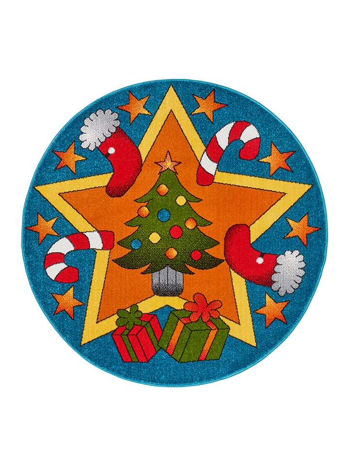 Kurzflor-Teppich "Christmas Time" In Blau/ Bunt 6 Kurzflor-Teppich "Christmas Time" In Blau/ Bunt – Bild 6