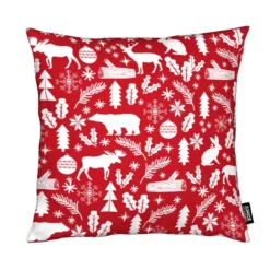 Kissen "Christmas Woodland" In Rot & Weiß