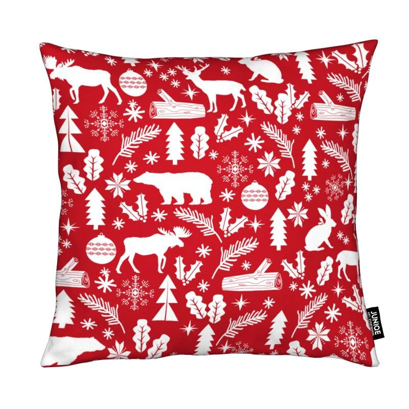 Kissen "Christmas Woodland" In Rot & Weiß 1 Kissen "Christmas Woodland" In Rot & Weiß