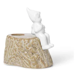 Kerzenhalter "Christmas Tales" In Beige/ Weiß - (B)6 X (H)9,5 X (T)9 Cm