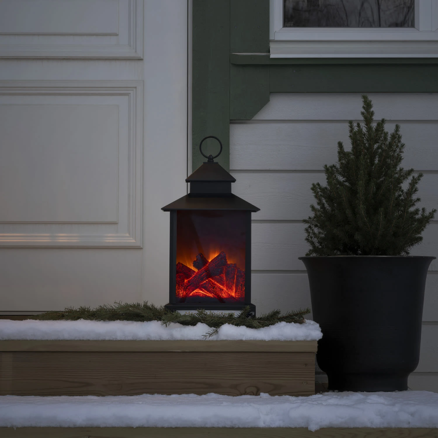 Konstsmide LED Laterne Kamin MERRY CHRISTMAS Flackernd Für Außen H: 42cm 2 Konstsmide LED Laterne Kamin MERRY CHRISTMAS Flackernd Für Außen H: 42cm – Bild 2