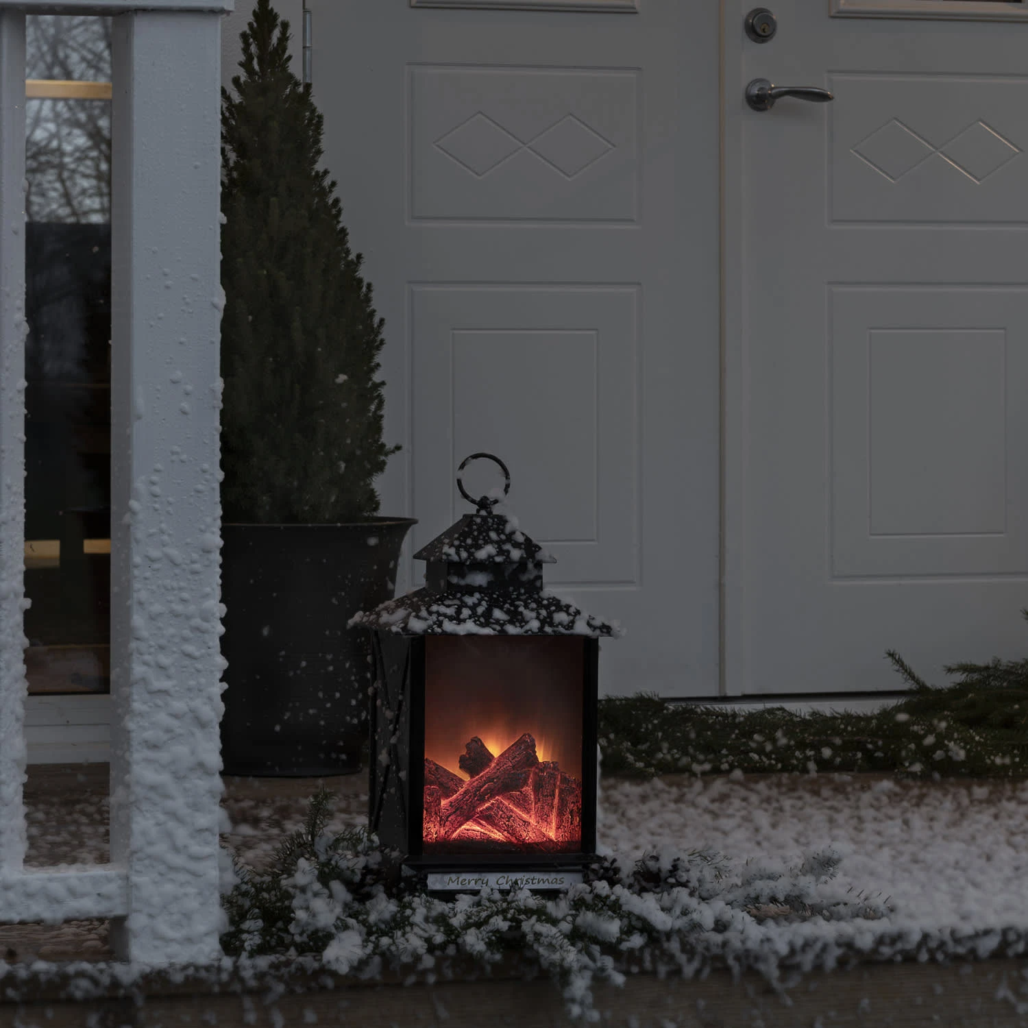 Konstsmide LED Laterne Kamin MERRY CHRISTMAS Flackernd Für Außen H: 42cm 6 Konstsmide LED Laterne Kamin MERRY CHRISTMAS Flackernd Für Außen H: 42cm – Bild 6