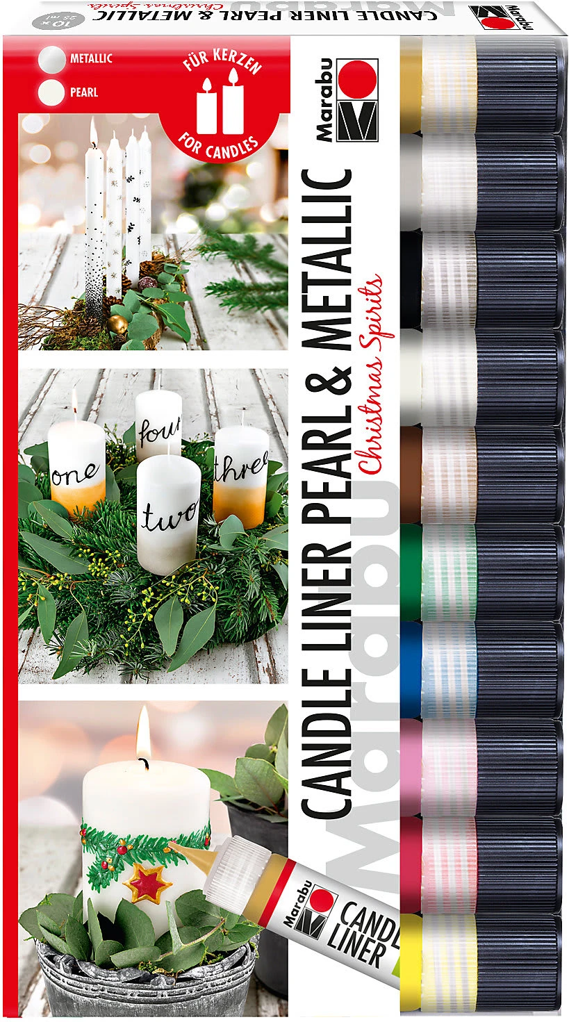 Marabu Candle Liner Set CHRISTMAS SPIRITS, 10 X 25 Ml 1 Marabu Candle Liner Set CHRISTMAS SPIRITS, 10 X 25 Ml