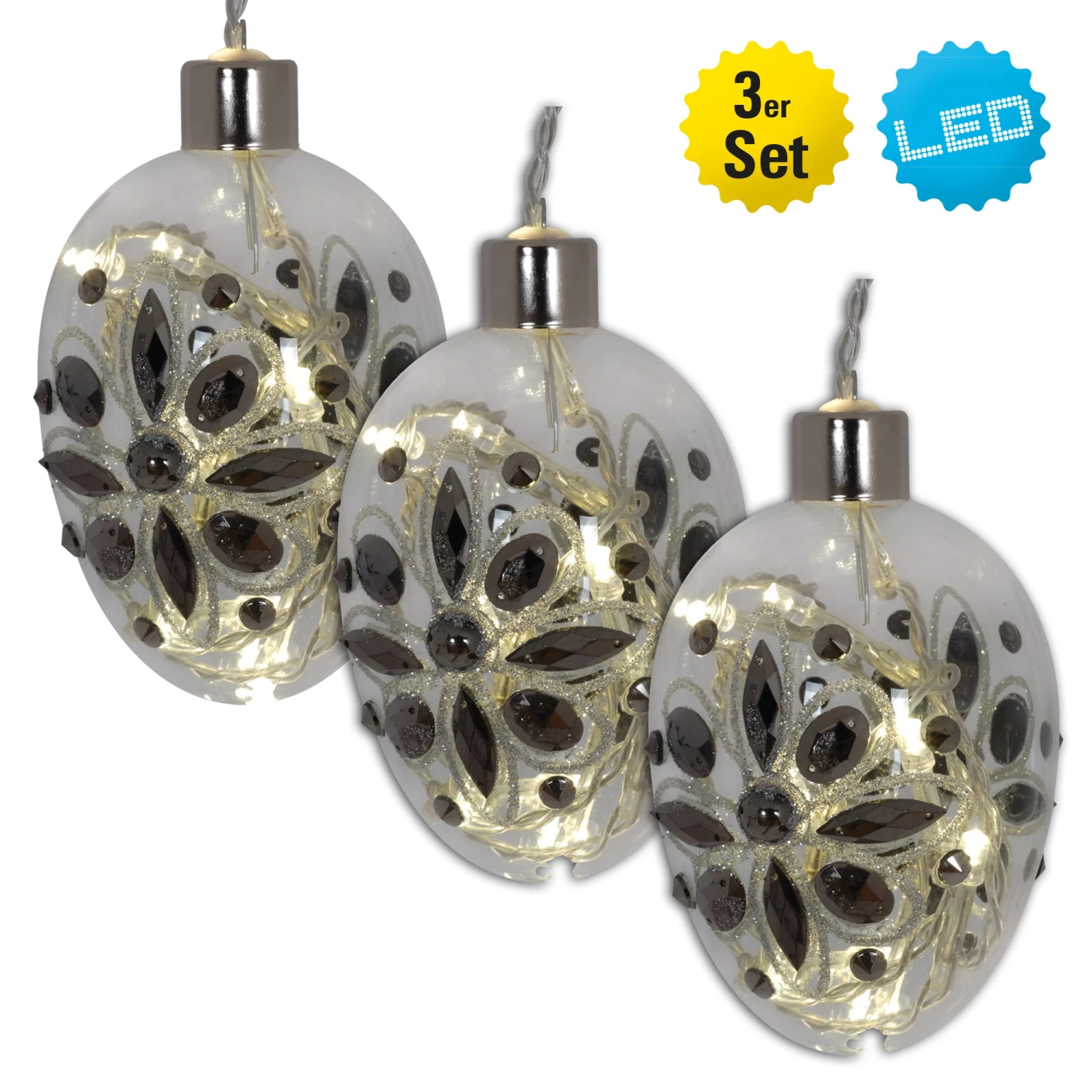 Deko-Glaskugel 3er-Set "Christmas Globe" In Klar 1 Deko-Glaskugel 3er-Set "Christmas Globe" In Klar