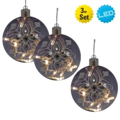 Deko-Glaskugel 3er-Set "Christmas Globe" In Silber