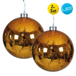 LED-Kugel 2er-Set "Christmas Globe" In Gold