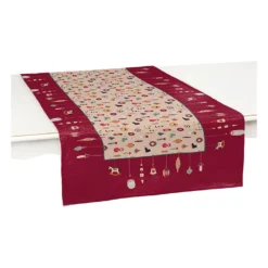 2er-Set: Tischläufer "Christmas Ornaments" In Rot/ Beige - (L)140 X (B)45 Cm