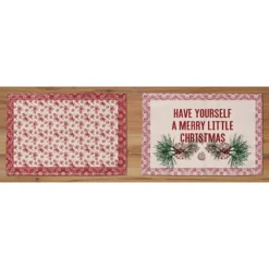 2er-Set: Tischsets "Merry Little Christmas" In Rot/ Beige - (L)45 X (B)30 Cm