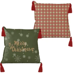 Kissenhülle "Christmas Time" In Grün/ Rot - (L)45 X (B)45 Cm