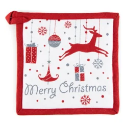 Topflappen "Merry Christmas" In Rot/ Weiß - (L)20 X (B)20 Cm
