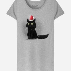 Shirt "Christmas Cat" In Grau